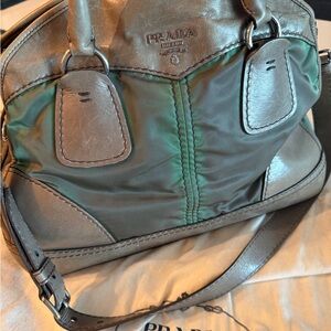 Prada leather and canvas Shoulder Bag